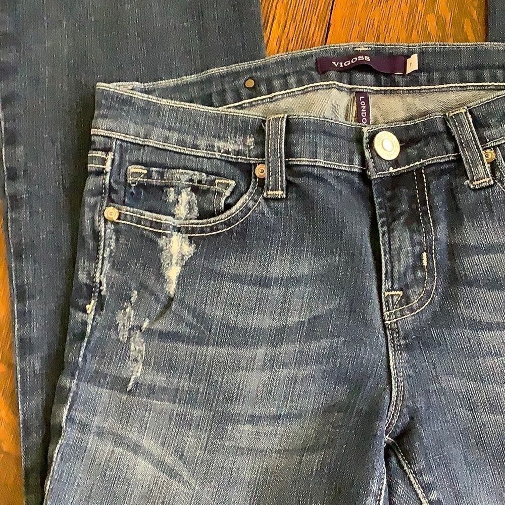 Vigoss Medium Wash Distressed Bootcut Jeans - Picture 9 of 16